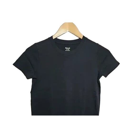 NWT Madewell Curved Hem Relaxed Fit Cotton Short Sleeve T-Shirt XXS Black #2951 - Picture 3 of 12